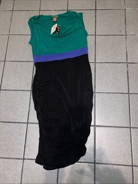 Miss Tina Green, Purple & Black Colorblock Maxi Dress